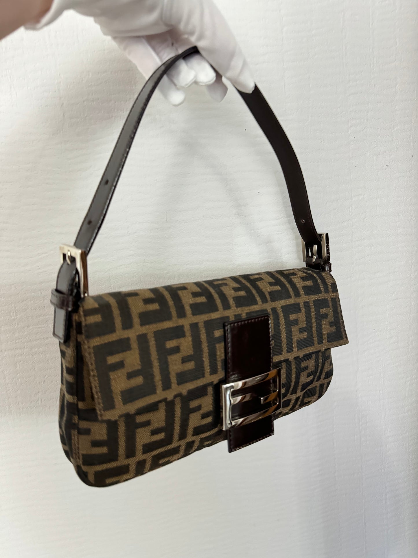 90s Fendi Zucca Baguette Monogram Shoulder Bag